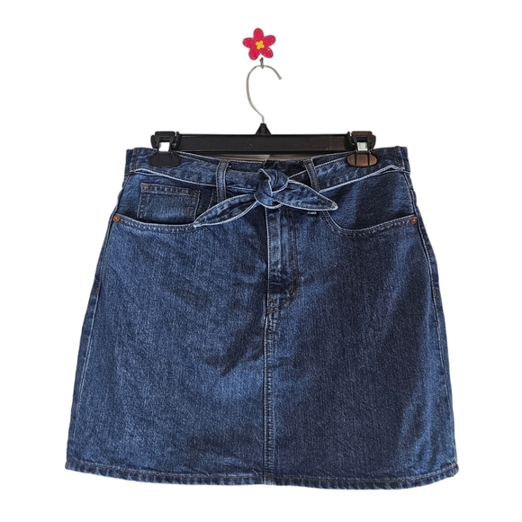 Madewell Rigid Denim Straight Blue 100% Cotton Mini Skirt 27 Preowned - Picture 1 of 6